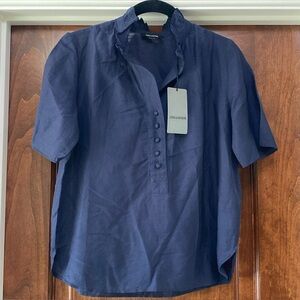 Zadig & Voltaire women’s Topher Tomboy Cotton Navy Blue Tunic Blouse Sz M NWT